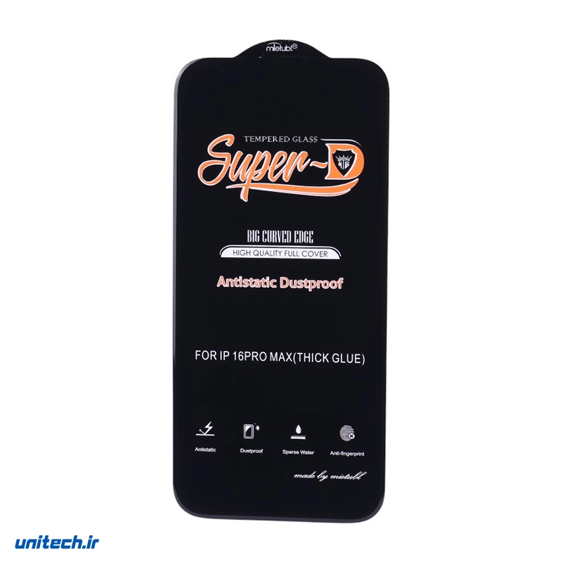 گلس Super D آنتی استاتیک میتوبل آیفون iPhone 16 Pro Max